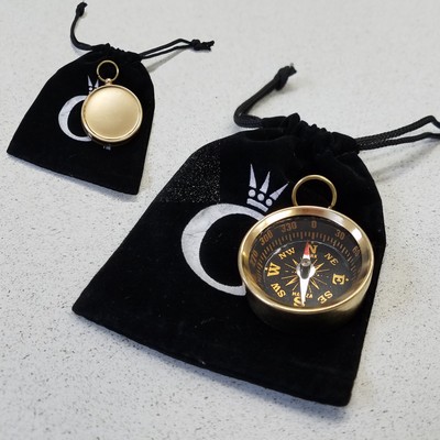 Brass Compass w/Velveteen Pouch